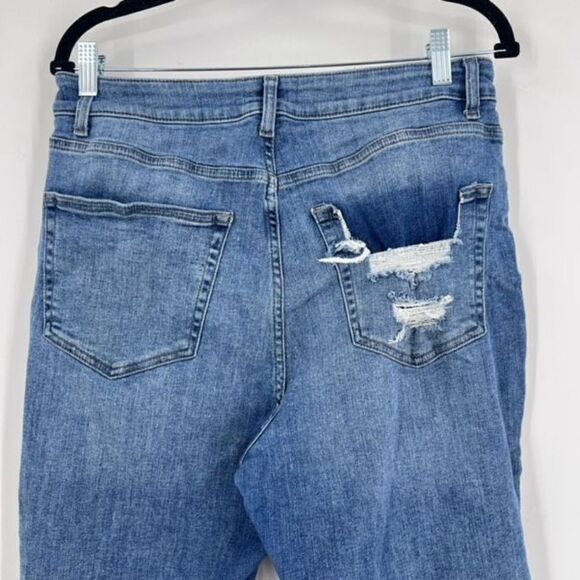 Warp + Weft Los Feilz Women's Distressed Jeans High Rise Relaxed Straight 32x28 - Picture 6 of 15